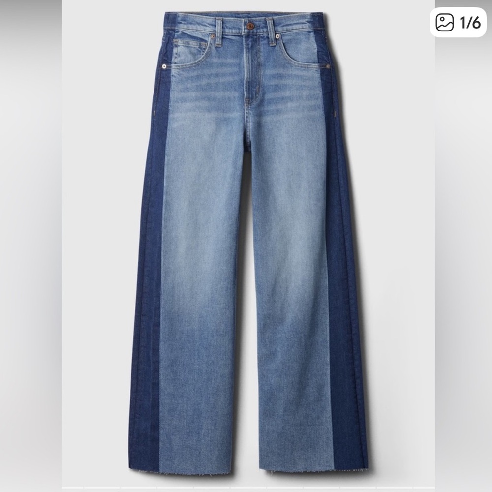 Gap Crop High Rise Wide Leg Two Tone Jeans